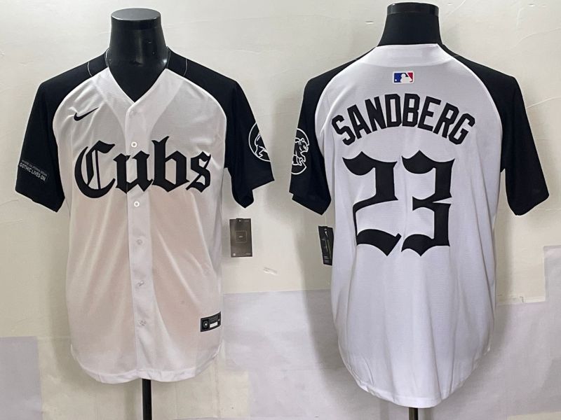 Men 2025 Chicago Cubs 23 Sandberg White black Five generations Joint Name Nike MLB Jersey style 62311